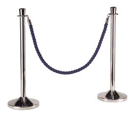 Afzetkoord blauw met chromen kop 1,6m