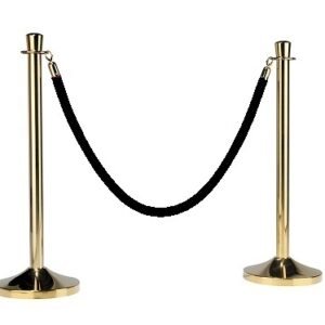 Afzetkoord zwart met messing kop 1,6m