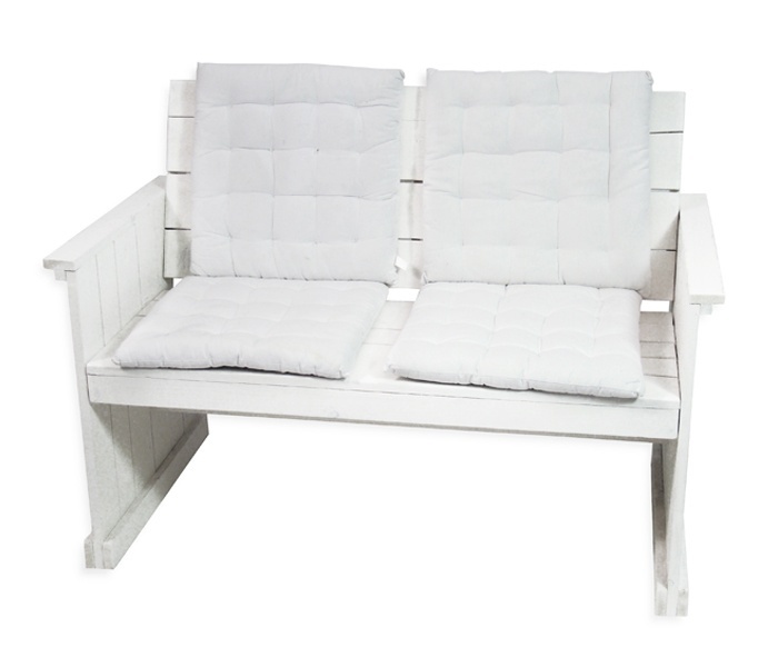 Bank steigerhout wit met rugleuning 2-zits