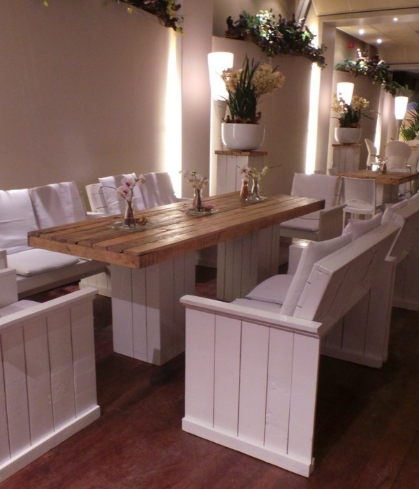 Bank steigerhout wit met rugleuning 2-zits - Afbeelding 2