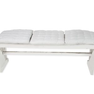 Bank steigerhout wit zonder rugleuning 3-zits