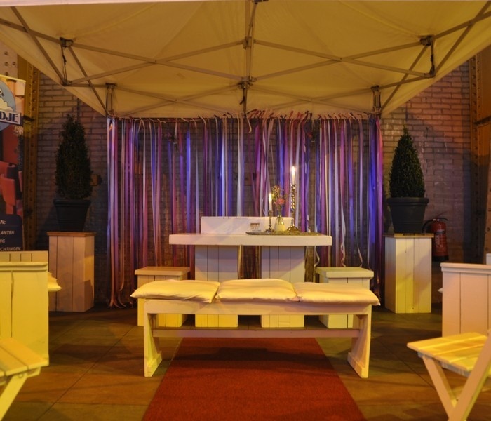 Bank steigerhout wit zonder rugleuning 3-zits - Afbeelding 3