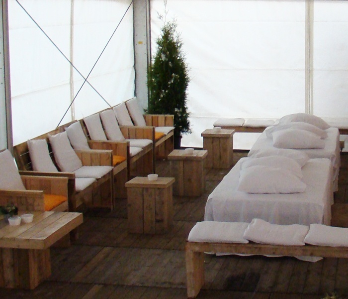 Bank steigerhout zonder rugleuning 3-zits - Afbeelding 2