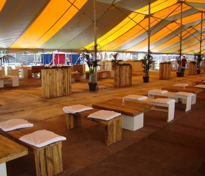 Bank steigerhout zonder rugleuning 3-zits - Afbeelding 3