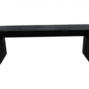 Bank steigerhout zwart zonder rugleuning 3-zits