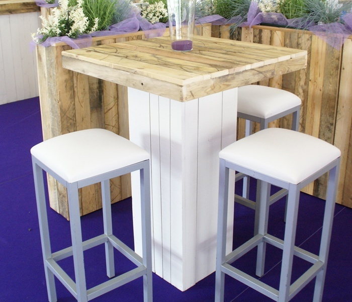 Barkruk aluminium met witte zitting - Afbeelding 2