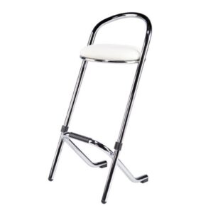 Barkruk chroom met wit leren zitting