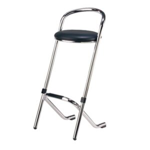 Barkruk chroom met zwart leren zitting