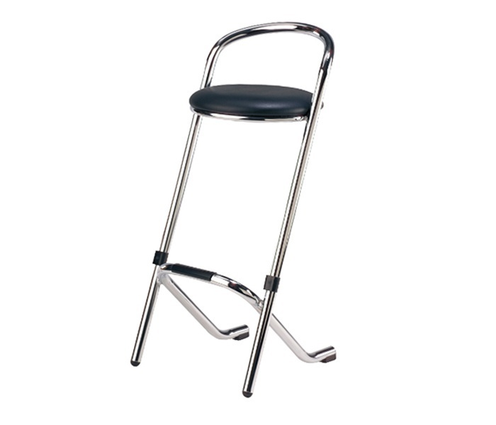 Barkruk chroom met zwart leren zitting