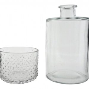 Doorzichtige vaas hoog en waxinehouder