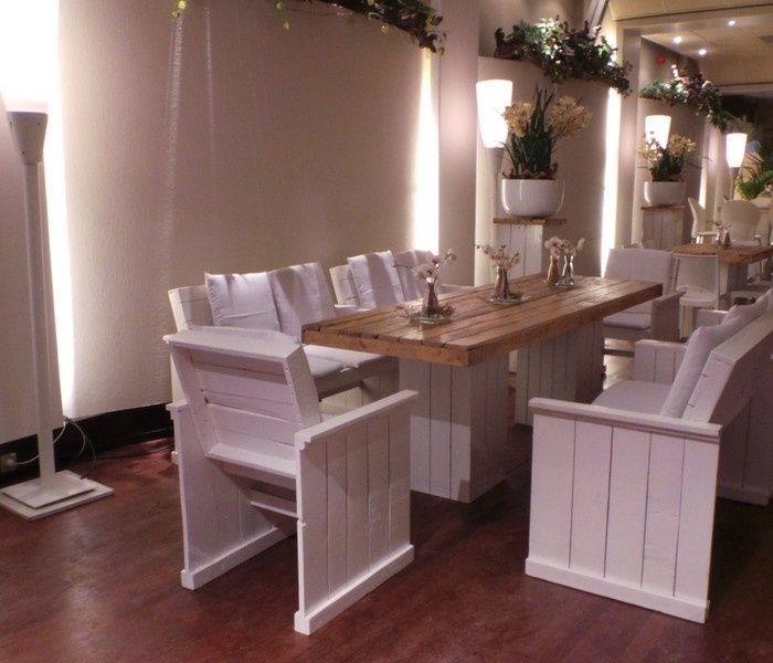 Fauteuil steigerhout wit - Afbeelding 3