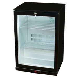 Flessenkoelkast laag met glazen deur zwart
