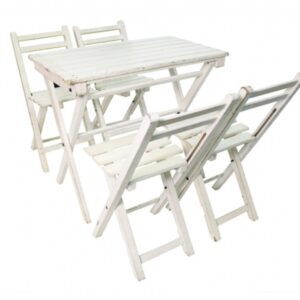Franse klaptafel Bistro wit met 4 stoelen