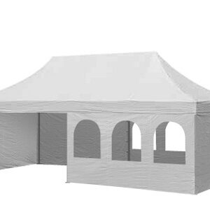 Partytent zijzeil met raam en deur grijs 4m