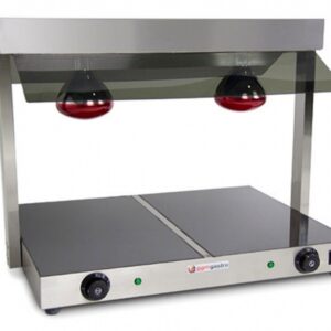 Warmhoudplaat met warmhoudbrug zwarte kap 2/1GN