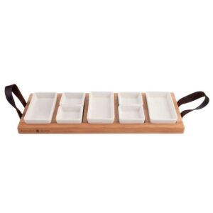 Borreltray 5-vaks met schaaltjes wit